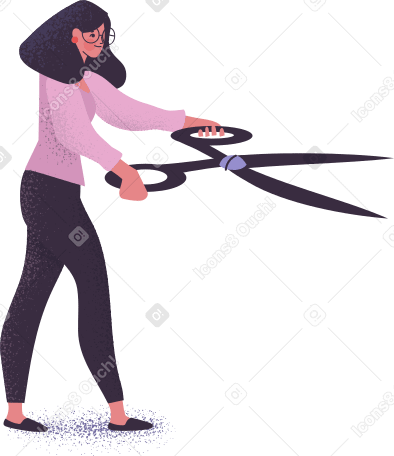 woman with scissors Illustration in PNG, SVG