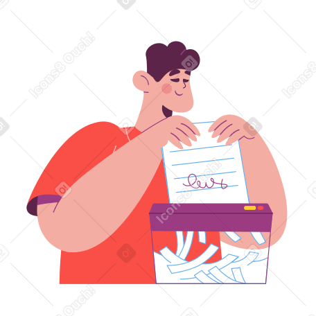 The man putting the document into the shredder PNG, SVG