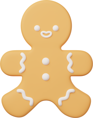 흰색 유약 윤곽선이 있는 진저브레드맨 쿠키 PNG, SVG