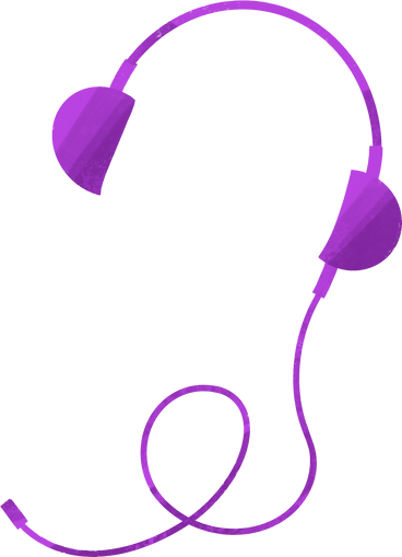 purple wired headphones PNG, SVG