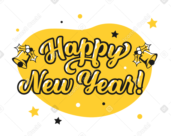 Happy New Year lettering Illustration in PNG, SVG