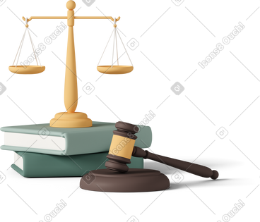 Judge gavel with law books and scales PNG, SVG