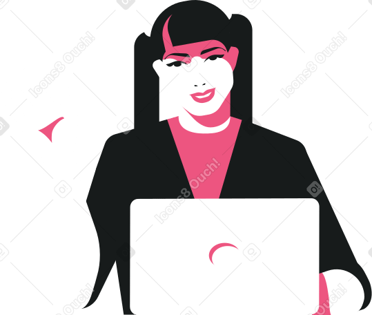 smiling woman with laptop Illustration in PNG, SVG