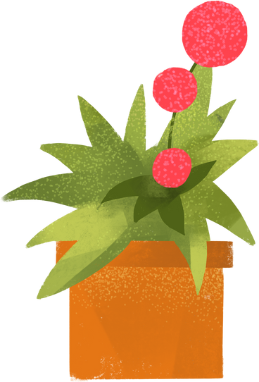 Pot with pink flowers в PNG, SVG
