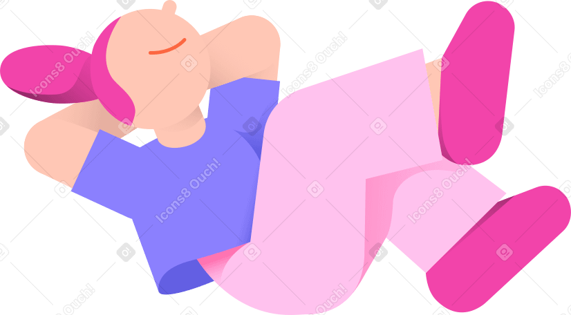 Женщина лежит, заложив руки за голову в PNG, SVG