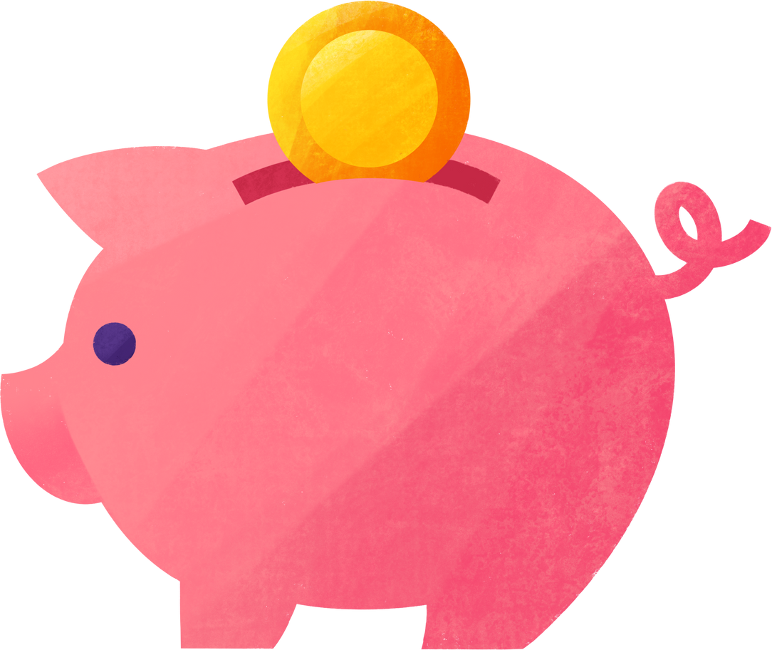 piggy bank with gold coin Illustration in PNG, SVG