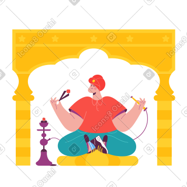 莲花坐姿抽水烟的男人 PNG, SVG