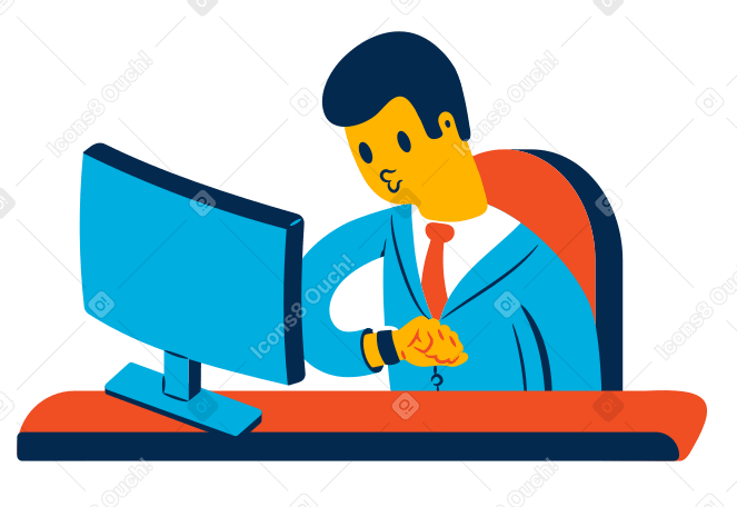 Office worker looking at wristwatch and waiting for the work day to end Illustration in PNG, SVG