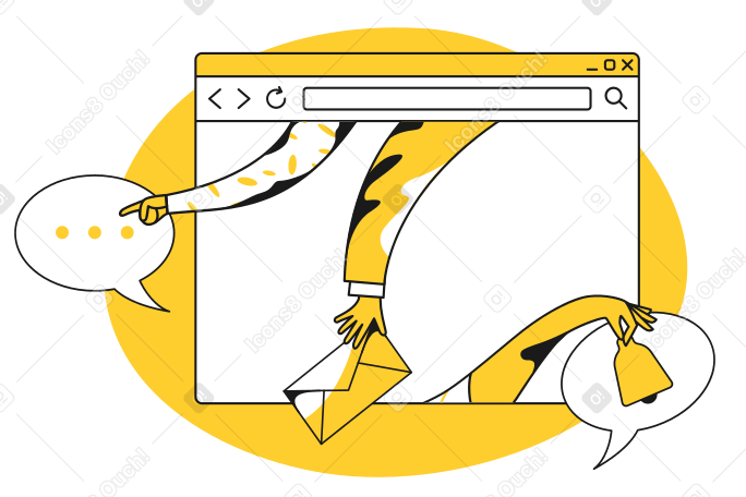 User engagement with browser and speech bubbles PNG, SVG