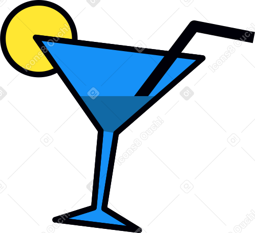 cocktail with lemon Illustration in PNG, SVG