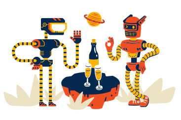 Robots on date PNG, SVG