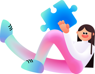 woman sitting and holding a puzzle PNG, SVG