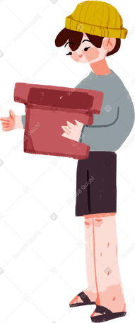 boy holding an empty box Illustration in PNG, SVG