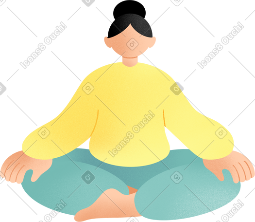 young woman sitting in lotus position PNG, SVG