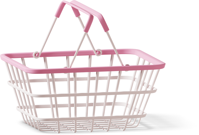 Metallic shopping basket  Illustration in PNG, SVG