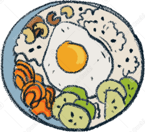 rice bowl with fried egg PNG, SVG