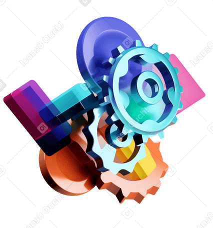 3D dynamic abstract composition with gears PNG, SVG