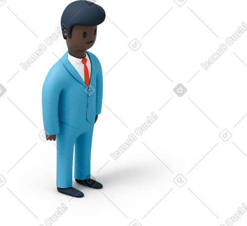 3D 穿蓝色西装的男人 PNG, SVG