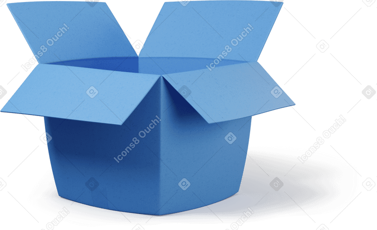 3D Blue open box Illustration in PNG, SVG