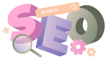 Lettering SEO with search bar and magnifying glass text PNG, SVG