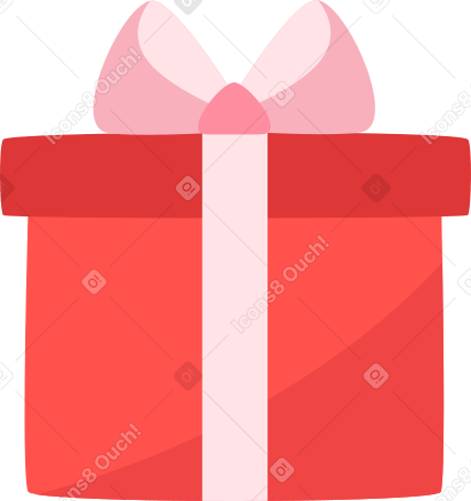 red gift with a pink bow Illustration in PNG, SVG