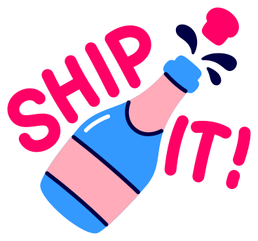 lettering sticker ship it! animated illustration in GIF, Lottie (JSON), AE