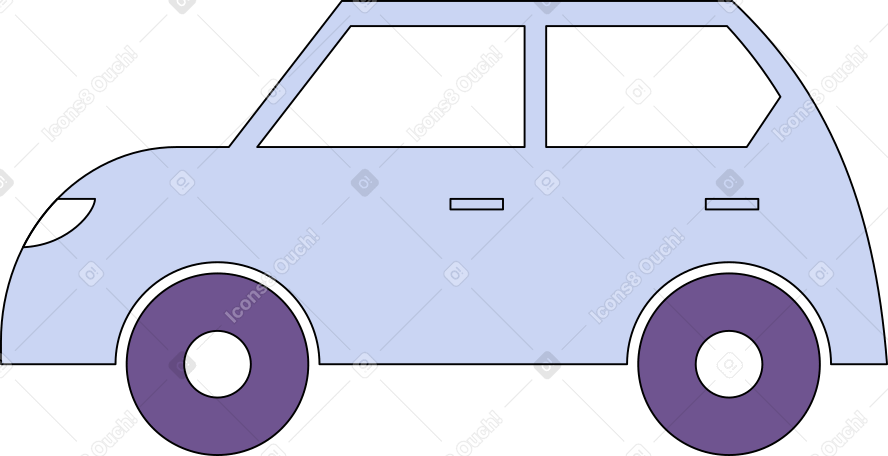 Сиреневый автомобиль боком в PNG, SVG