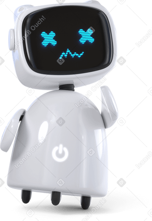 3D robot assistant error Illustration in PNG, SVG