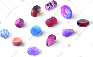 Gems and abstract shapes in vibrant colors PNG, SVG