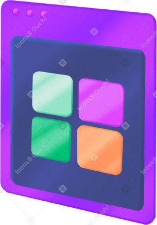 purple application window with colored squares PNG, SVG