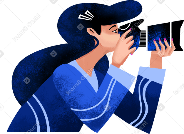 photographer in a blue suit Illustration in PNG, SVG