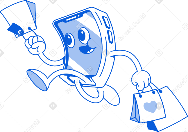 running phone with packages Illustration in PNG, SVG