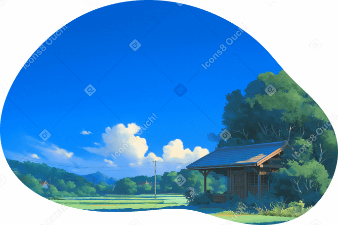 cozy summer landscape background PNG, SVG