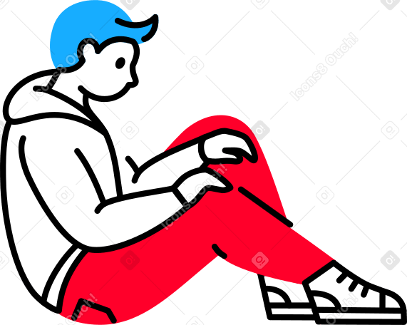 Задумчивый сидящий мужчина в PNG, SVG