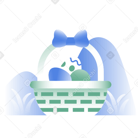 Плетеная корзинка с пасхальными яйцами в PNG, SVG