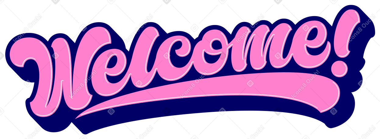 lettering welcome! with shadows text PNG, SVG