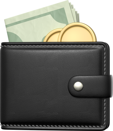 black wallet with money PNG, SVG