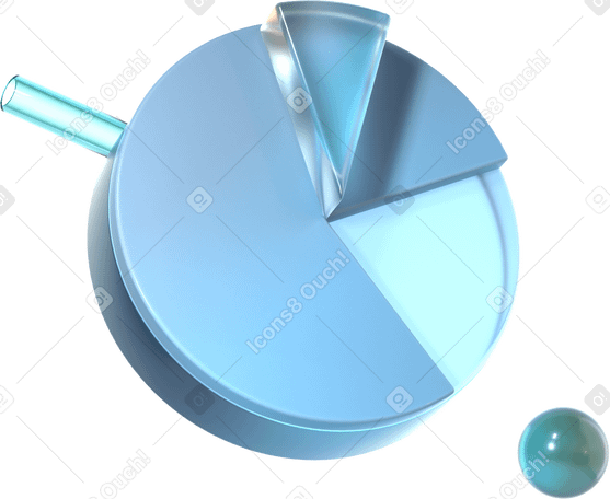 3D floating monochrome pie chart PNG, SVG
