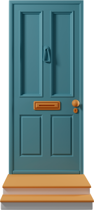 Blue door with steps PNG, SVG