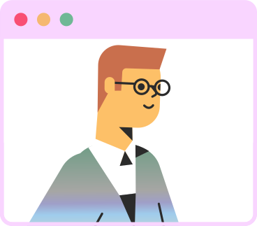 man with glasses in a browser window PNG, SVG