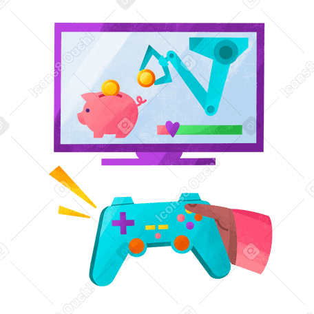 Financial computer game Illustration in PNG, SVG