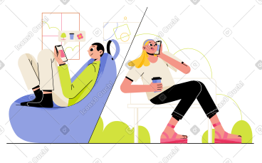 女人和男人通电话 PNG, SVG