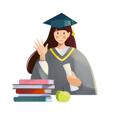 Graduate in a graduate cap and a diploma in her hands PNG, SVG