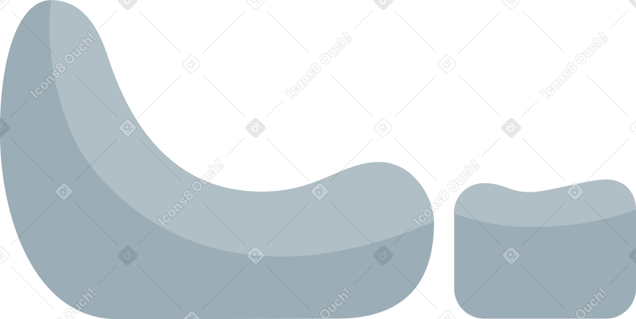 poltrona e pouf grigio PNG, SVG