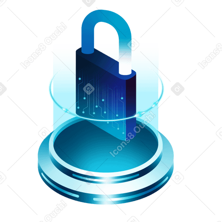 Замок для кибербезопасности, цифровая блокировка в PNG, SVG