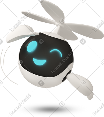 Flying delivery robot saluting PNG, SVG