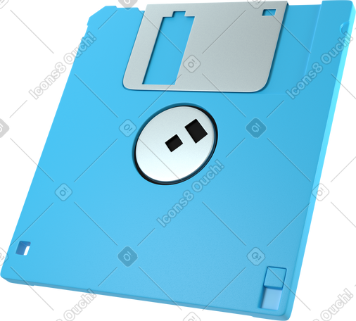 3D blue floppy diskette back side view PNG, SVG