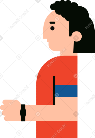 curly man in profile holding something Illustration in PNG, SVG