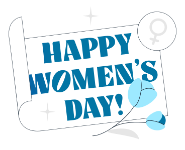 Text Happy women's day with female sign and flower PNG, SVG