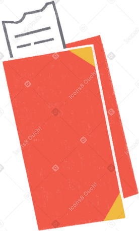 red check-book with an invoice Illustration in PNG, SVG